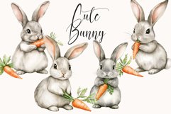 Cute Watercolor Bunny Clipart Product Image 1