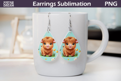 Easter Teardrop Earrings | Cute Highland Cow Earrings Product Image 1