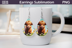 Easter Teardrop Earrings | Cute Highland Cow Earrings Product Image 1