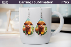 Easter Teardrop Earrings | Cute Highland Cow Earrings Product Image 1