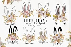 Watercolor Easter floral bunny ears clipart- 8 PNG FILES Product Image 2