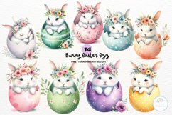 Cute Bunny &amp; Easter Egg Clipart Product Image 1