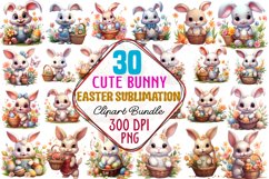Cute Bunny Easter Sublimation Clipart, Bunny Easter Watercolor, Watercolor Bunny, Bunny Easter, Bunny Clipart, Bunny PNG, Bunny Sublimation, Bunny Sublimation Designs, Bunny Sublimation Bundle, Bunny Clipart, Bunny Clipart Bundle,  Easter Bunny Watercolor