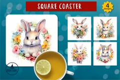 Cute bunny png  Watercolor animal flowers
