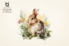Cute Bunny Rabbit Spring Easter watercolor Bundle, 9png file Product Image 3