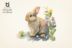 Cute Bunny Rabbit Spring Easter watercolor Bundle, 9png file Product Image 4