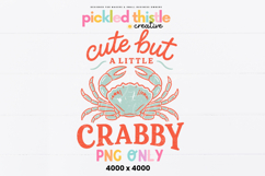 Nautical crab PNG design with a hand drawn crab, coral red text, aqua details, and a fun coastal summer vibe.