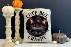 Cute But Creepy Halloween Sublimation | Black Halloween Cat Product Image 3