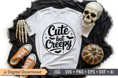 Cute But Creepy SVG File | Halloween Round Sign SVG Product Image 4