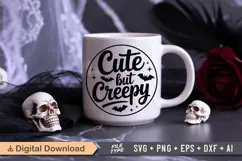 Cute But Creepy SVG File | Halloween Round Sign SVG Product Image 5