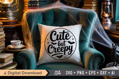 Cute But Creepy SVG File | Halloween Round Sign SVG Product Image 6