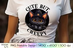 Cute But Creepy Halloween Sublimation | Black Halloween Cat Product Image 1