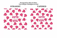 cute but evil pink halloween skinny tumbler sublimation wrap with high resolution and transparant background are for 20oz and 30oz skinny tumbler