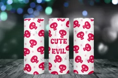 cute but evil pink halloween skinny tumbler sublimation wrap with high resolution and transparant background are for 20oz and 30oz skinny tumbler