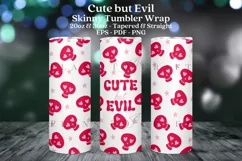 cute but evil pink halloween skinny tumbler sublimation wrap with high resolution and transparant background are for 20oz and 30oz skinny tumbler