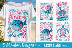 Boho sea creatures sublimation PNG, Ocean creatures 4 PNG Product Image 1