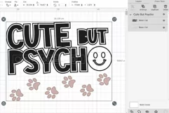 Cute But Psycho Dog Bandana SVG Funny Quote Design Cricut