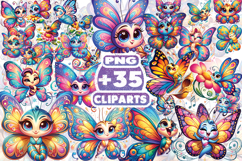 Cute Butterflies Sublimation Clipart | Pastel Butterfly PNG Product Image 1