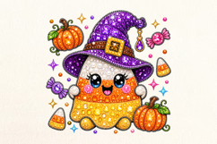 Cute Candy Corn Witch Rhinestone PNG Product Image 1