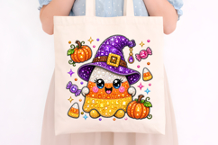 Cute Candy Corn Witch Rhinestone PNG Product Image 4