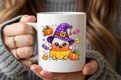 Cute Candy Corn Witch Rhinestone PNG Product Image 5