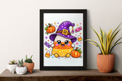 Cute Candy Corn Witch Rhinestone PNG Product Image 7
