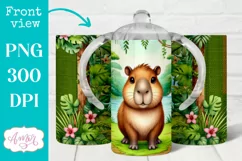 Cute capybara sippy cup sublimation PNG, Kids 12oz tumbler Product Image 1
