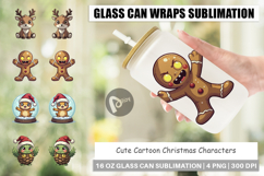 Cute Christmas Characters Glass Can Product Image 1