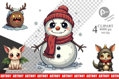Cute Christmas Characters Clipart Product Image 1
