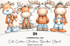 Cute Cartoon Christmas Reindeer Clipart Product Image 1