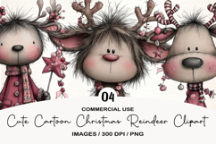 Cute Cartoon Christmas Reindeer Clipart Product Image 1