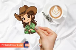 Cute Cartoon Cowgirl Sticker, Farmhouse style sticker Product Image 1