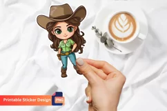 Cute Cartoon Cowgirl Sticker, Farmhouse style sticker Product Image 1