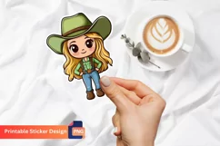 Cute Cartoon Cowgirl Sticker, Farmhouse style sticker Product Image 1