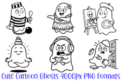 Cute Cartoon Ghosts Halloween Clipart Illustrations PNG Product Image 1