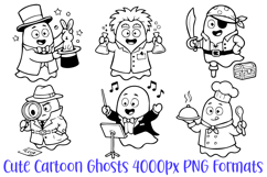 Cute Cartoon Ghosts Halloween Clipart Illustrations PNG