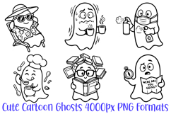 Cute Cartoon Ghosts Halloween Clipart Illustrations PNG Product Image 1