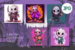 Cartoon Horror Halloween Guys 04. TShirt Sticker. Product Image 3