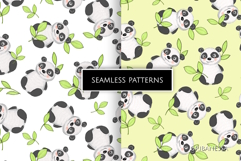 Cute Cartoon Panda Seamless Patterns Product Image 1