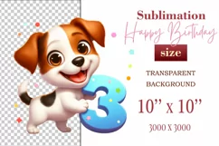 Download this adorable cartoon puppy clipart in PNG format with a transparent background. This sublimation design perfect for creating birthday cards, invitations, kids’ T-shirts, and festive decorations. High-resolution!