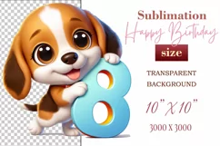 Download this adorable cartoon puppy clipart in PNG format with a transparent background. This sublimation design perfect for creating birthday cards, invitations, kids’ T-shirts, and festive decorations. High-resolution!