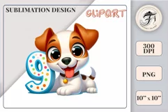 Download this adorable cartoon puppy clipart in PNG format with a transparent background. This sublimation design perfect for creating birthday cards, invitations, kids’ T-shirts, and festive decorations. High-resolution!