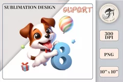 Download this adorable cartoon puppy clipart in PNG format with a transparent background. This sublimation design perfect for creating birthday cards, invitations, kids’ T-shirts, and festive decorations. High-resolution!