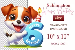Download this adorable cartoon puppy clipart in PNG format with a transparent background. This sublimation design perfect for creating birthday cards, invitations, kids’ T-shirts, and festive decorations. High-resolution!