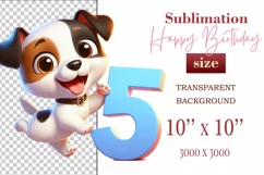 Download this adorable cartoon puppy clipart in PNG format with a transparent background. This sublimation design perfect for creating birthday cards, invitations, kids’ T-shirts, and festive decorations. High-resolution!