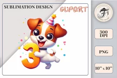 Download this adorable cartoon puppy clipart in PNG format with a transparent background. This sublimation design perfect for creating birthday cards, invitations, kids’ T-shirts, and festive decorations. High-resolution!