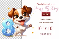 Download this adorable cartoon puppy clipart in PNG format with a transparent background. This sublimation design perfect for creating birthday cards, invitations, kids’ T-shirts, and festive decorations. High-resolution!