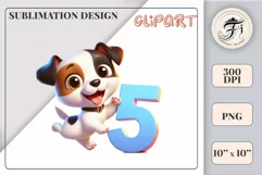 Download this adorable cartoon puppy clipart in PNG format with a transparent background. This sublimation design perfect for creating birthday cards, invitations, kids’ T-shirts, and festive decorations. High-resolution!