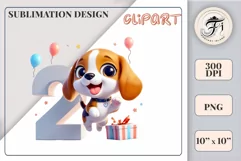 Download this adorable cartoon puppy clipart in PNG format with a transparent background. This sublimation design perfect for creating birthday cards, invitations, kids’ T-shirts, and festive decorations. High-resolution and easy to use for all your creat