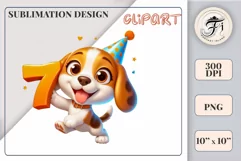 Download this adorable cartoon puppy clipart in PNG format with a transparent background. This sublimation design perfect for creating birthday cards, invitations, kids’ T-shirts, and festive decorations. High-resolution!